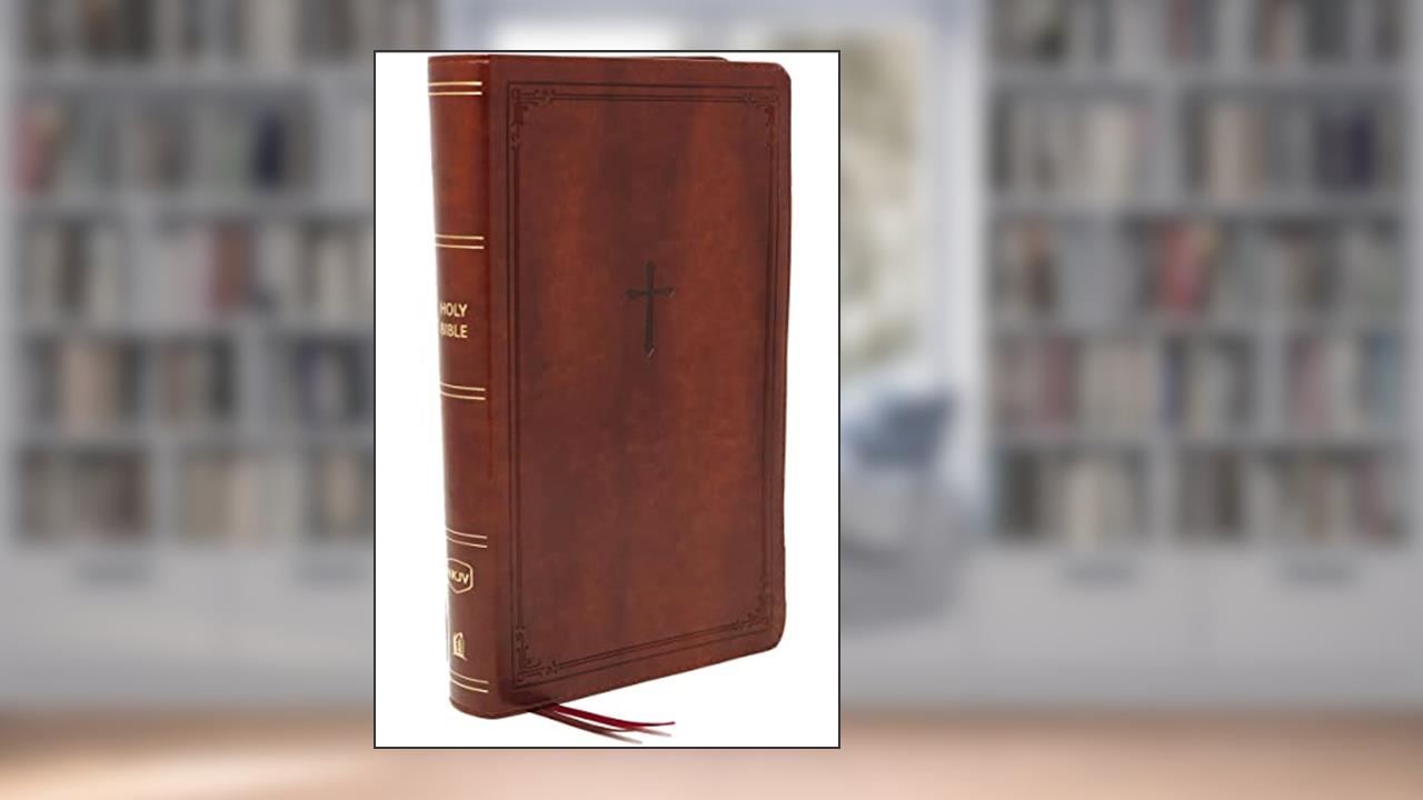 NKJV, End-of-Verse Reference Bible, Personal Size Large Print, Leathersoft, Brown, Red Letter, Comfort Print: Holy Bible, New King James Version, written by Thomas Nelson