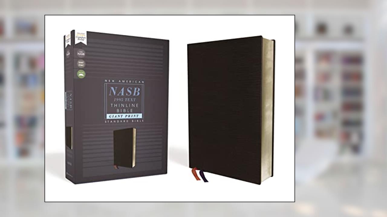 NASB, Thinline Bible, Giant Print, Bonded Leather, Black, Red Letter, 1995 Text, Comfort Print, written by Zondervan