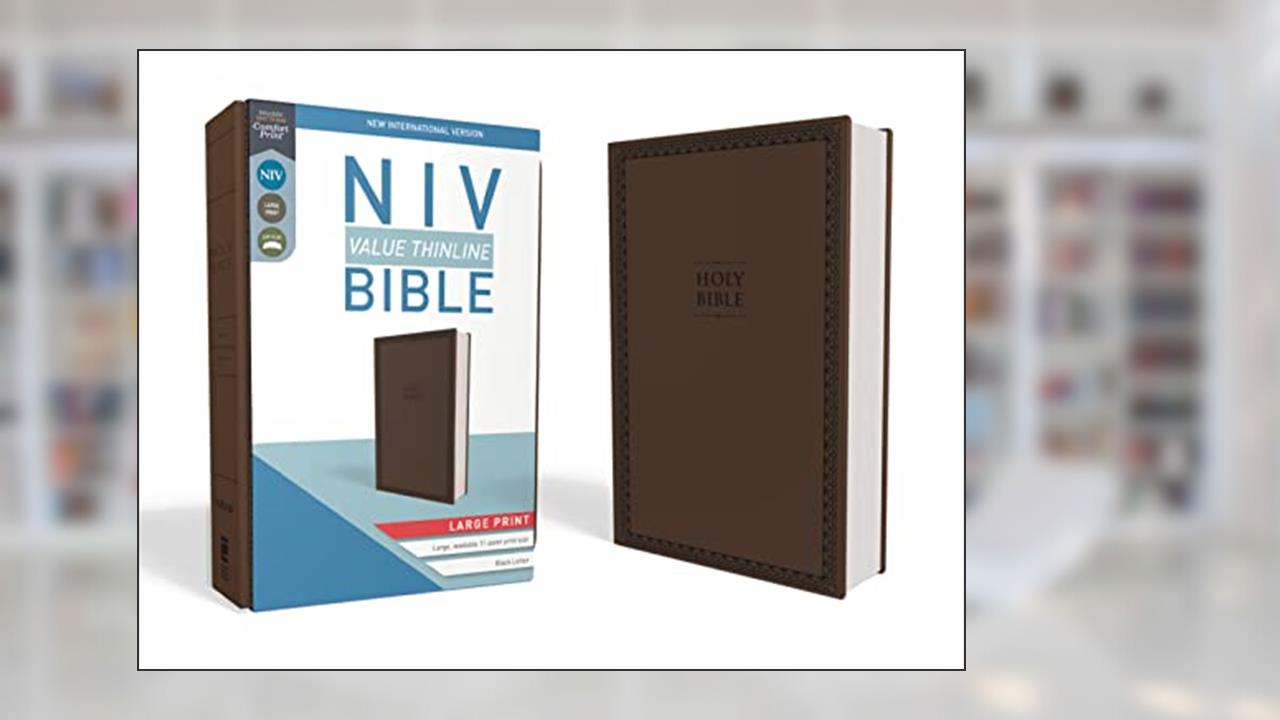 NIV, Value Thinline Bible, Large Print, Leathersoft, Brown, Comfort Print, written by Zondervan