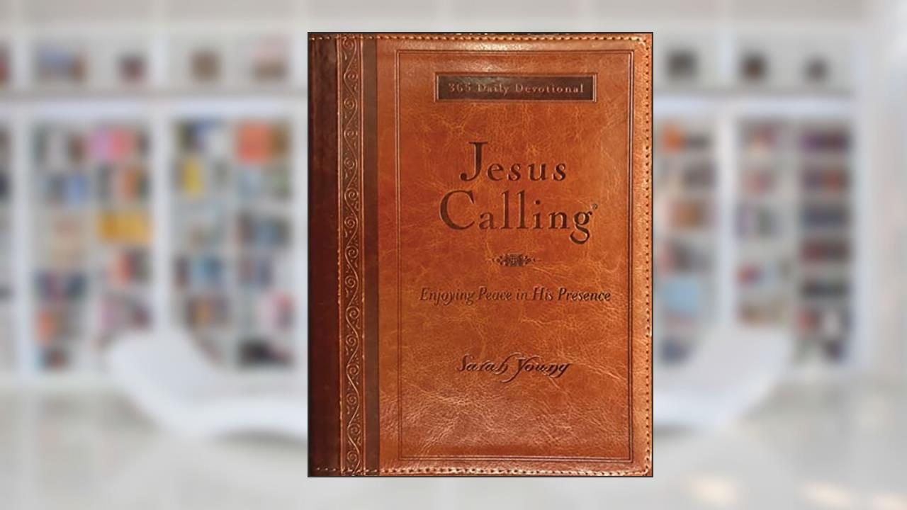 Jesus Calling, Large Text Brown Leathersoft, with full Scriptures: Enjoying Peace in His Presence (a 365-day Devotional), written by Sarah Young
