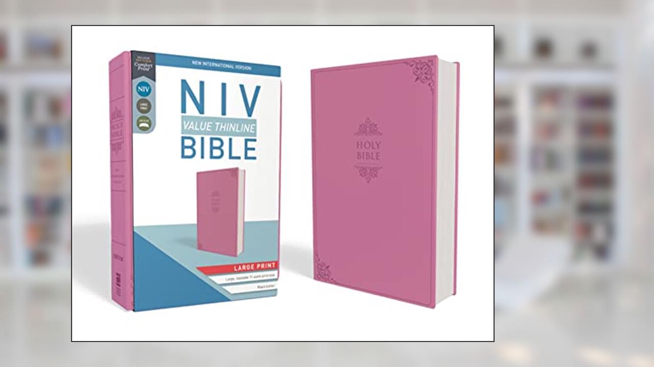 NIV, Value Thinline Bible, Large Print, Leathersoft, Pink, Comfort Print, written by Zondervan