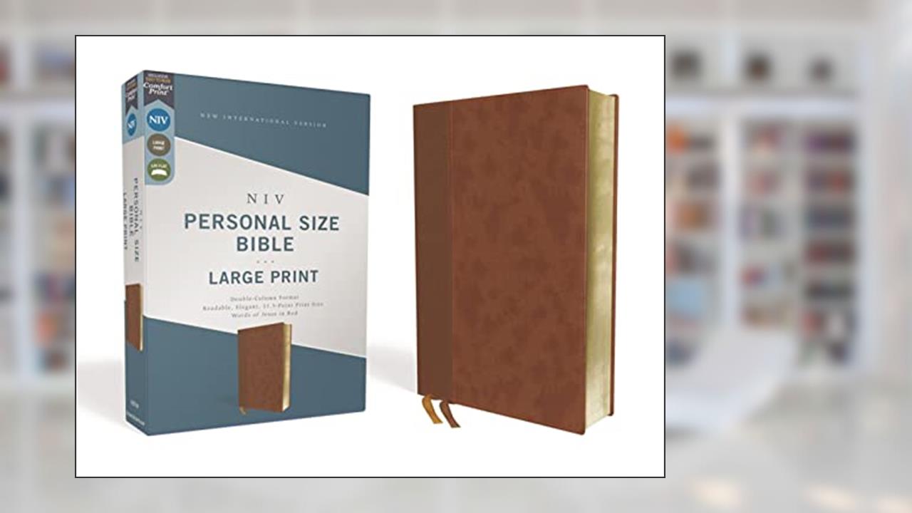 NIV, Personal Size Bible, Large Print, Leathersoft, Brown, Red Letter, Comfort Print, written by Zondervan