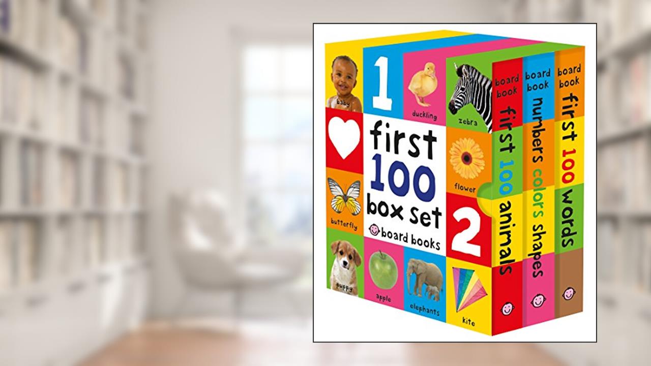 First 100 Board Book Box Set (3 books): First 100 Words, Numbers Colors Shapes, and First 100 Animals, written by Roger Priddy