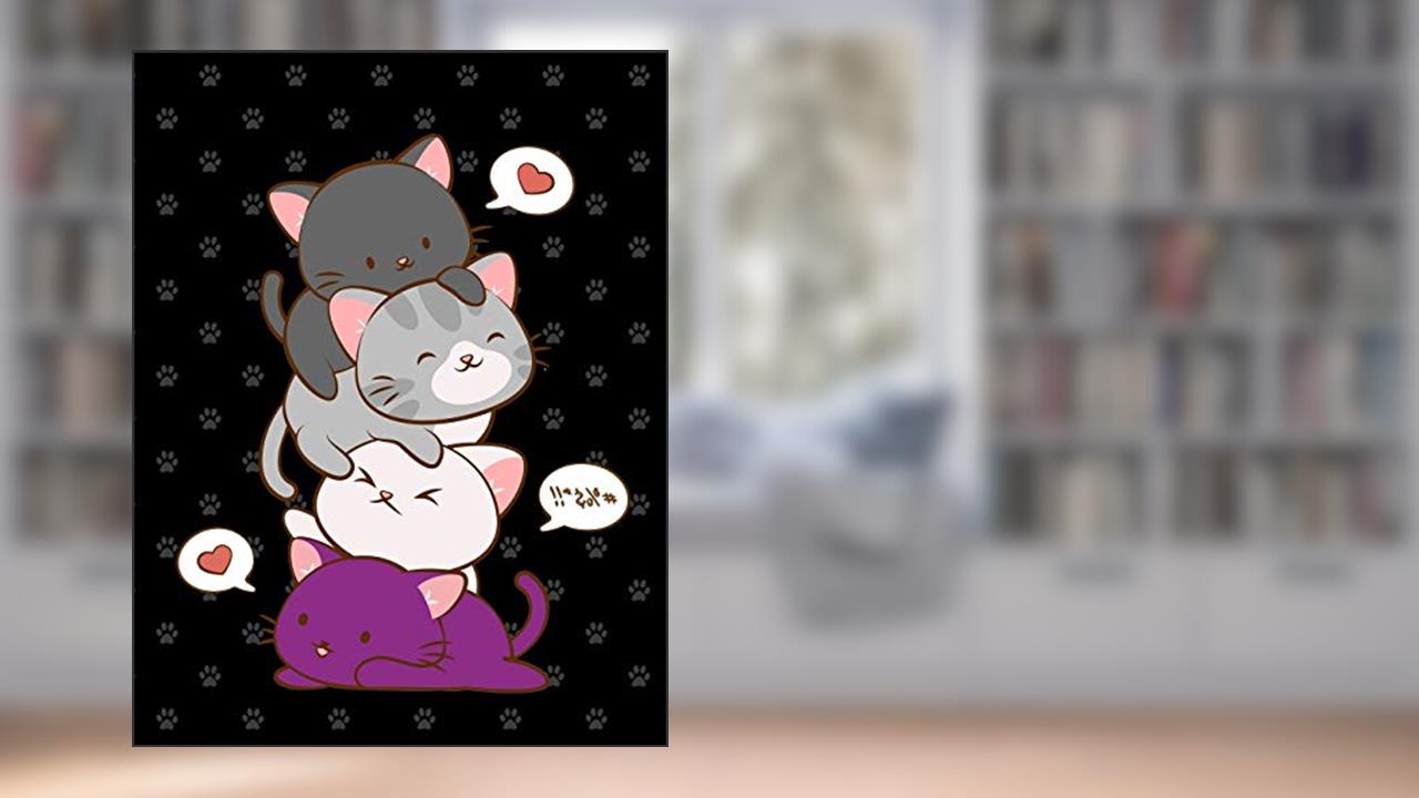 Kawaii Cat Notebook: Cute Asexual Pride Flag Kitty Pile Journal, 7.44 x 9.69 inches, 120 Page College Ruled Lined, written by Irene Koh Studio
