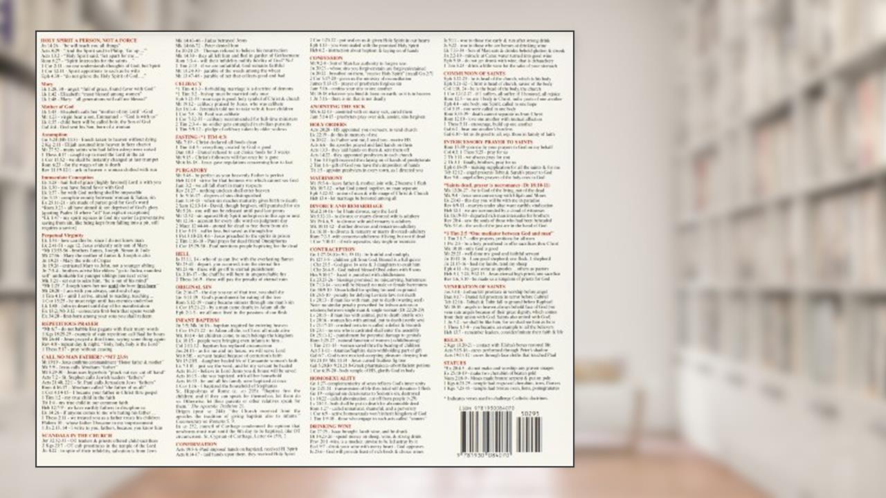 Catholic Verse Finder ("Bible Cheat Sheet") English version, written by Jim Burnham