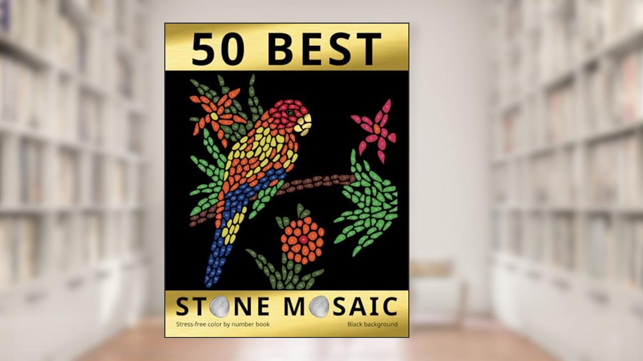 STONE MOSAIC. BLACK EDITION: Stress-free color by number book. 50 best pictures on the black background., written by Belba Family