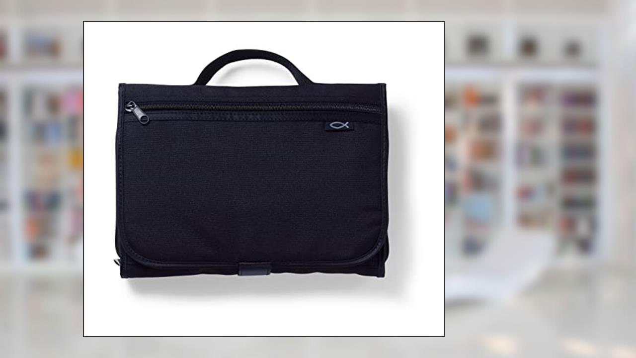 Tri-Fold Bible Cover, Bible Study Organizer, Velcro Closure, Nylon, Black, XXL, written by Zondervan