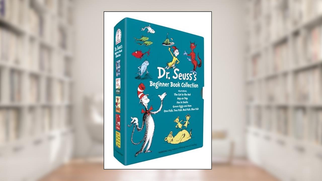 Dr. Seuss's Beginner Book Boxed Set Collection: The Cat in the Hat; One Fish Two Fish Red Fish Blue Fish; Green Eggs and Ham; Hop on Pop; Fox in Socks, written by Dr. Seuss
