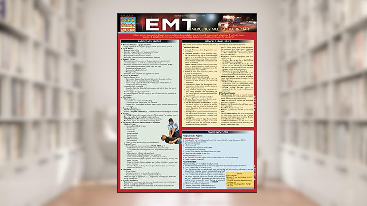 EMT - Emergency Medical Technician: QuickStudy Laminated Reference Guide, written by Melodie Kolmetz