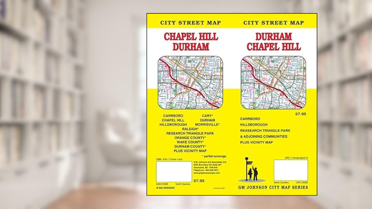 Durham / Chapel Hill, North Carolina Street Map, written by GM Johnson