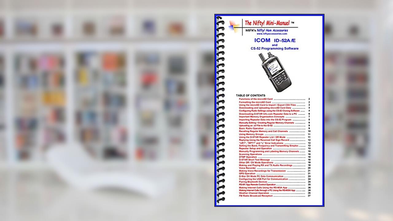 Icom ID-52A /E Mini-Manual by Nifty Accessories, written by Nifty Accessories