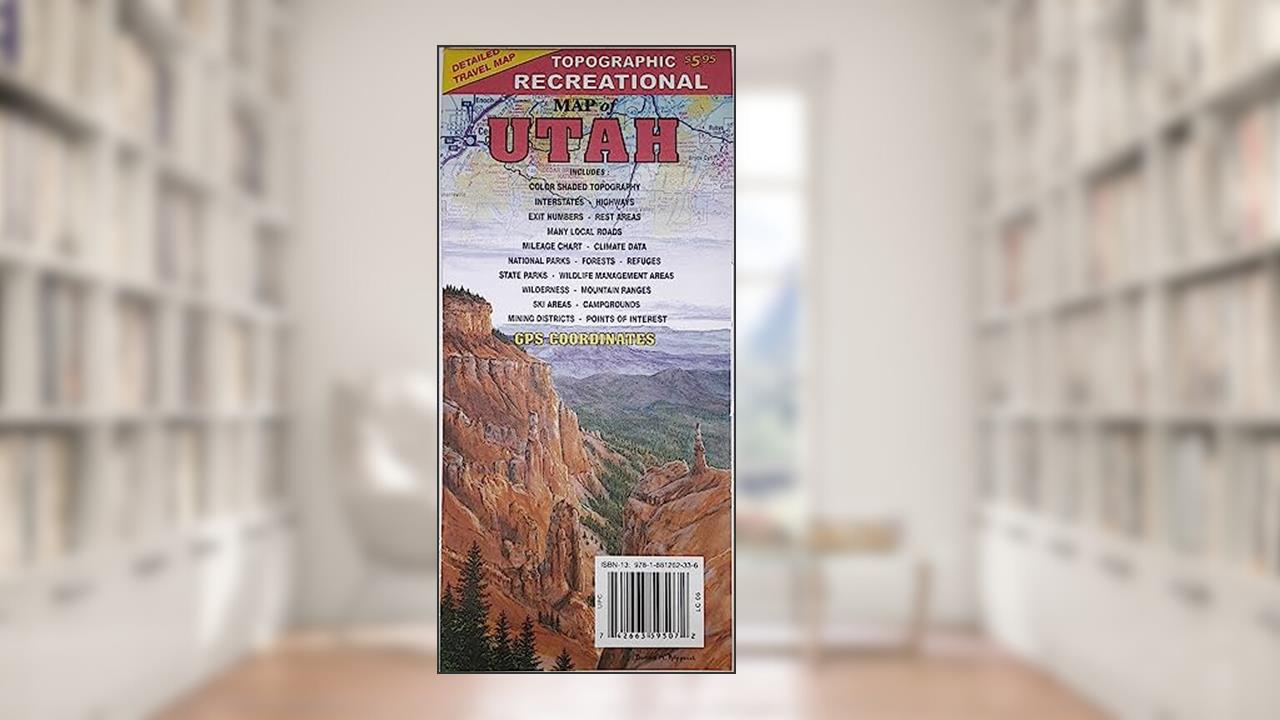Topographic recreational map of Utah, written by GTR Mapping
