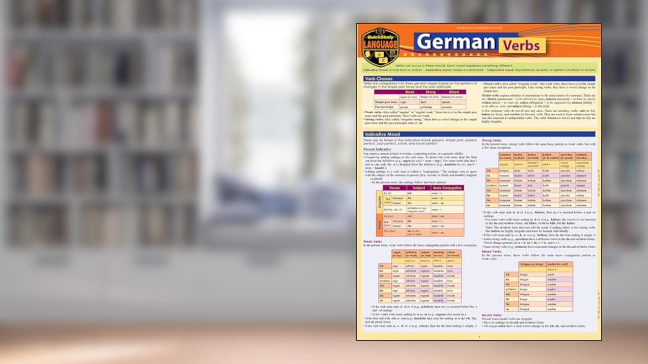 German Verbs: a QuickStudy Language Reference Guide, written by Paul Listen