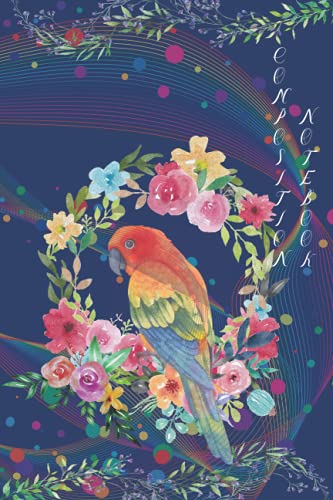 Read Composition Notebook: Beautiful Parrot Floral Matte Softcover, Wide Ruled-Lined Blank Notebook to Write Notes and Ideas, written by Tanya Hart