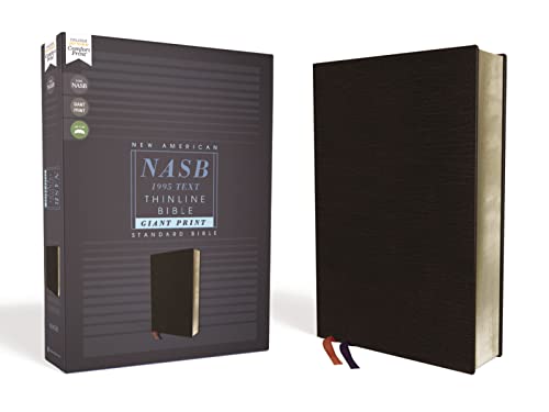 Read NASB, Thinline Bible, Giant Print, Bonded Leather, Black, Red Letter, 1995 Text, Comfort Print, written by Zondervan