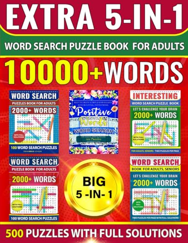 Read EXTRA 5-in-1 Word Search Puzzle Book for Adults: 10000+ Words, 500 Puzzles With Full Solutions. BIG 5-in-1, written by Dreambrain Uchqun