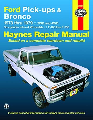 Read Ford Pickups and Bronco, 1973-1979: 2WD and 4WD, Six-cylinder inline and V8 models, F-100 thru F-350, written by John Haynes Read Ford Pickups and Bronco, 1973-1979: 2WD and 4WD, Six-cylinder inline and V8 models, F-100 thru F-350, written by John Haynes