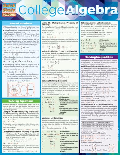 Read College Algebra QuickStudy Laminated Reference Guide (QuickStudy Academic), written by Ken Yablonsky Read College Algebra QuickStudy Laminated Reference Guide (QuickStudy Academic), written by Ken Yablonsky