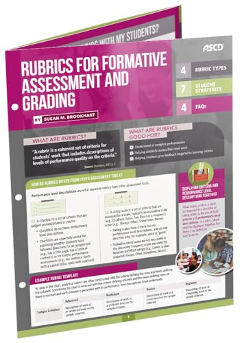 Read Rubrics for Formative Assessment and Grading (Quick Reference Guide), written by Susan M. Brookhart Read Rubrics for Formative Assessment and Grading (Quick Reference Guide), written by Susan M. Brookhart