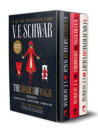 Read Shades of Magic Collector's Editions Boxed Set: A Darker Shade of Magic, A Gathering of Shadows, and A Conjuring of Light, written by V. E. Schwab Read Shades of Magic Collector's Editions Boxed Set: A Darker Shade of Magic, A Gathering of Shadows, and A Conjuring of Light, written by V. E. Schwab