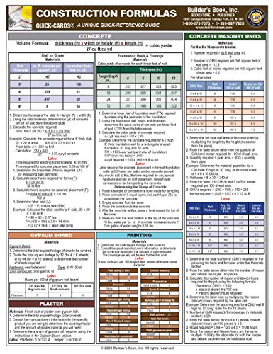 Read Construction Formulas Quick-Card, written by Builders Book; Inc. Read Construction Formulas Quick-Card, written by Builders Book; Inc.