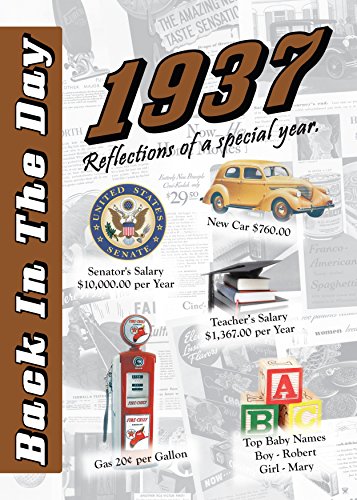 Read 1937 Back In The Day - 24-page Greeting Card / Booklet with Envelope (5 x 7 Size) - Great for Birthdays, Anniversaries, Reunions, Graduations, Client & Corporate Gifts, written by 3 Oak Publishing Read 1937 Back In The Day - 24-page Greeting Card / Booklet with Envelope (5 x 7 Size) - Great for Birthdays, Anniversaries, Reunions, Graduations, Client & Corporate Gifts, written by 3 Oak Publishing