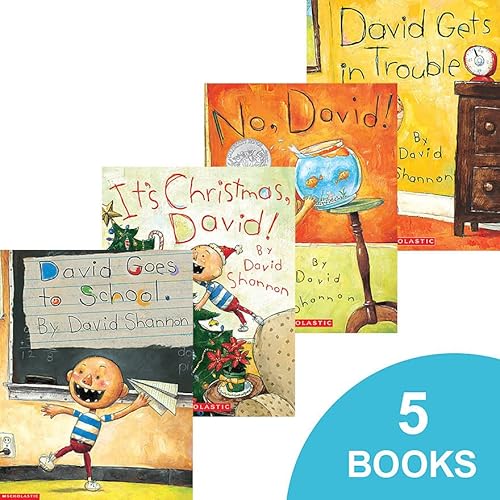 Read No, David! 5 Book Set (No, David!, Grow Up David!, It's Christmas, David!, David Gets Into Trouble, and David Goes to School), written by David Shannon Read No, David! 5 Book Set (No, David!, Grow Up David!, It's Christmas, David!, David Gets Into Trouble, and David Goes to School), written by David Shannon