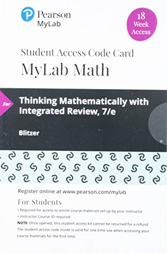 Read Thinking Mathematically with Integrated Review -- MyLab Math with Pearson eText Access Code, written by Robert Blitzer