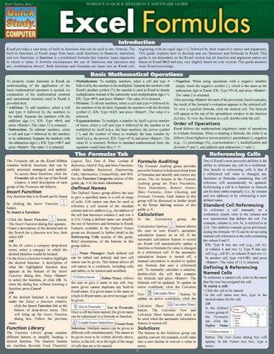 Read Excel Formulas QuickStudy Laminated Study Guide (QuickStudy Computer), written by John Hales; Krista Jensen